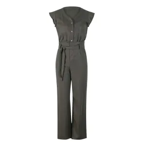Short-sleeve Jumpsuit - Espresso