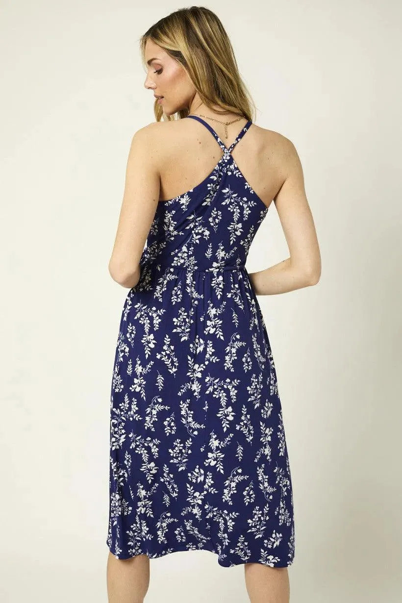 Sleeveless Tie Shoulder Floral Mini Dress
