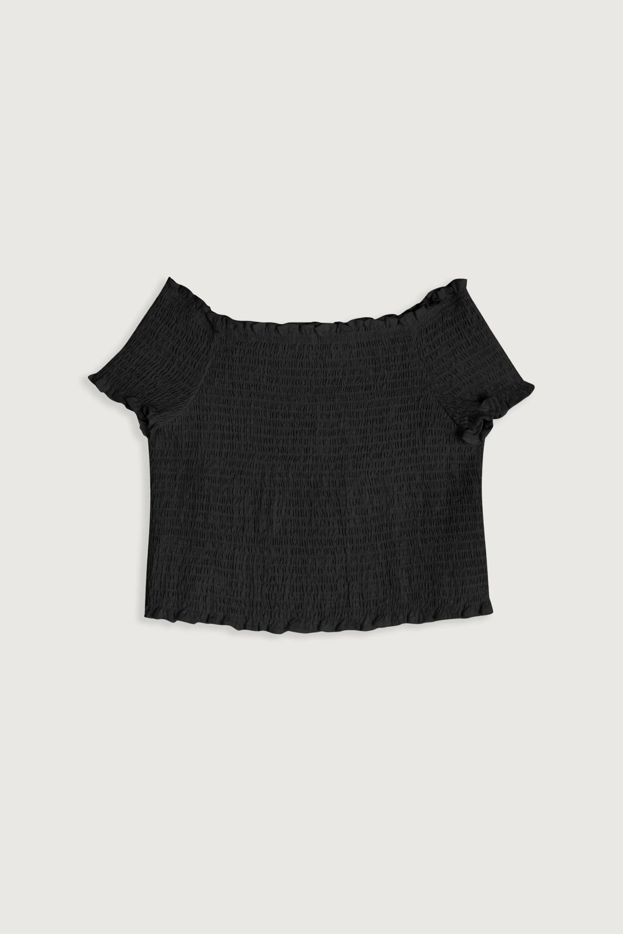 SMOCKED OFF SHOULDER TOP
