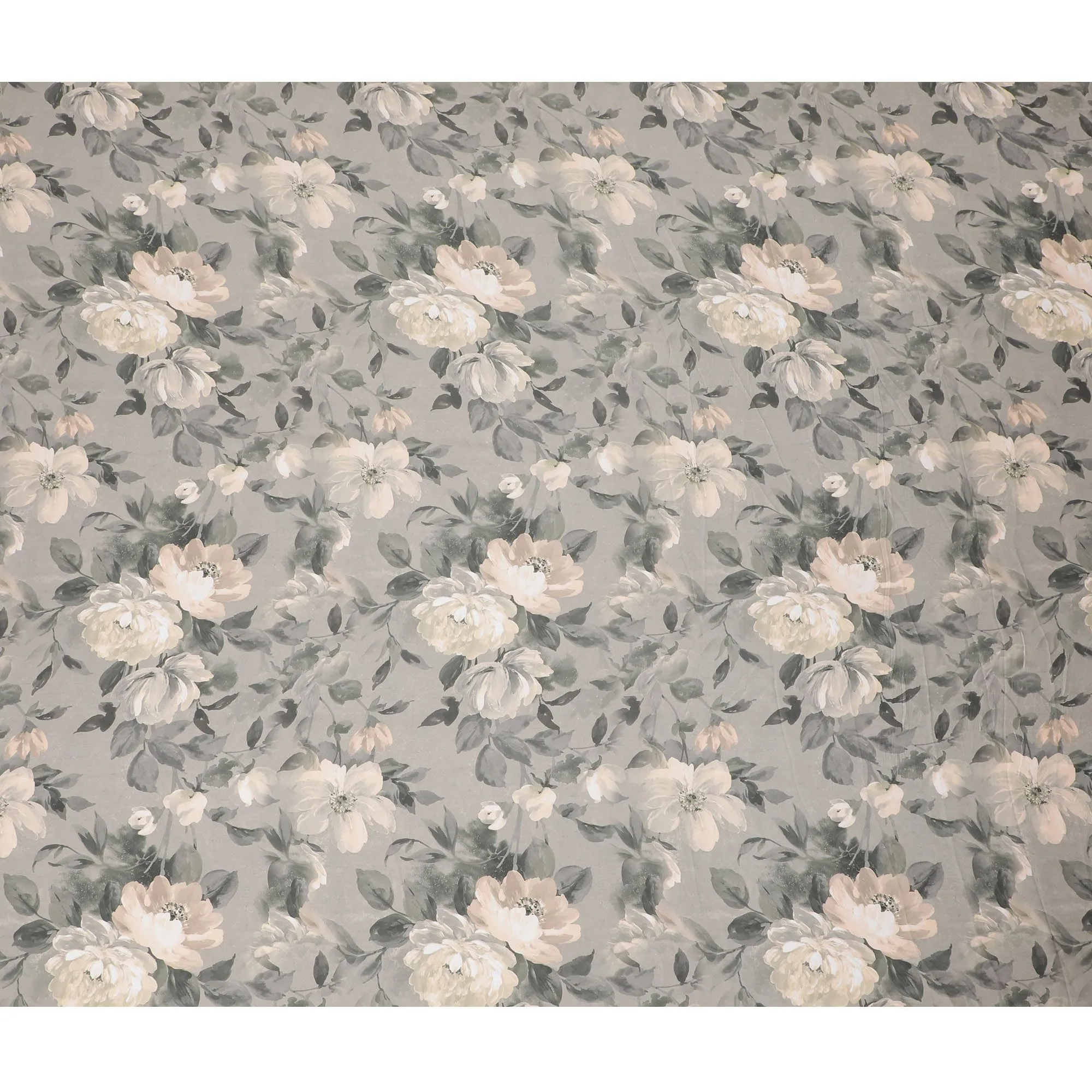 Sophisticated Ivory Floral Synthetic Modal Satin Fabric - Elegant Design, 110cm - Shop Online-D17978