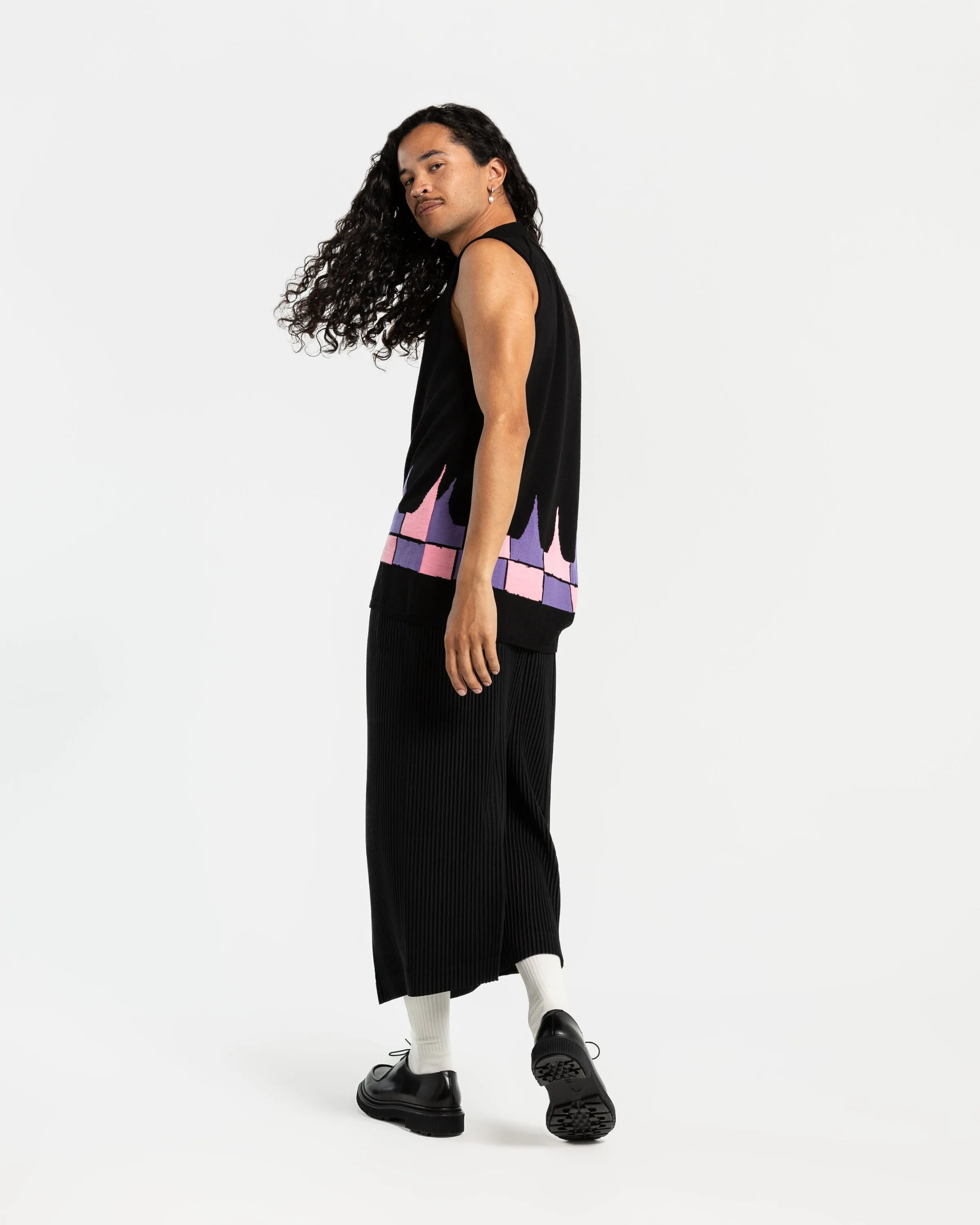 Spike Sweater Vest in Black
