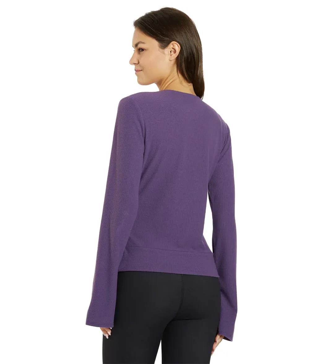 Thrive Société Women's Pleated Wrap Pullover - Loganberry Purple