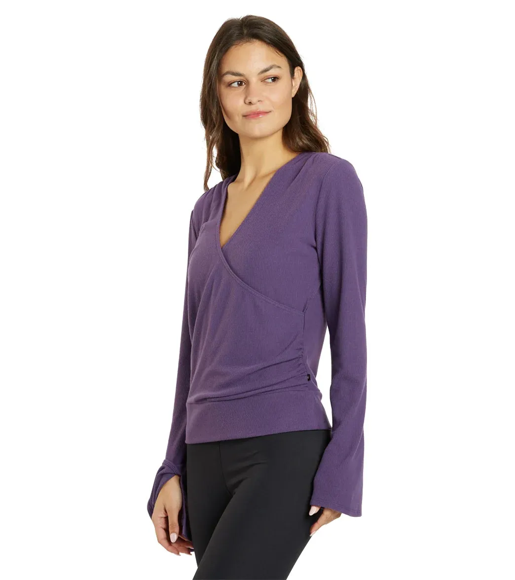 Thrive Société Women's Pleated Wrap Pullover - Loganberry Purple