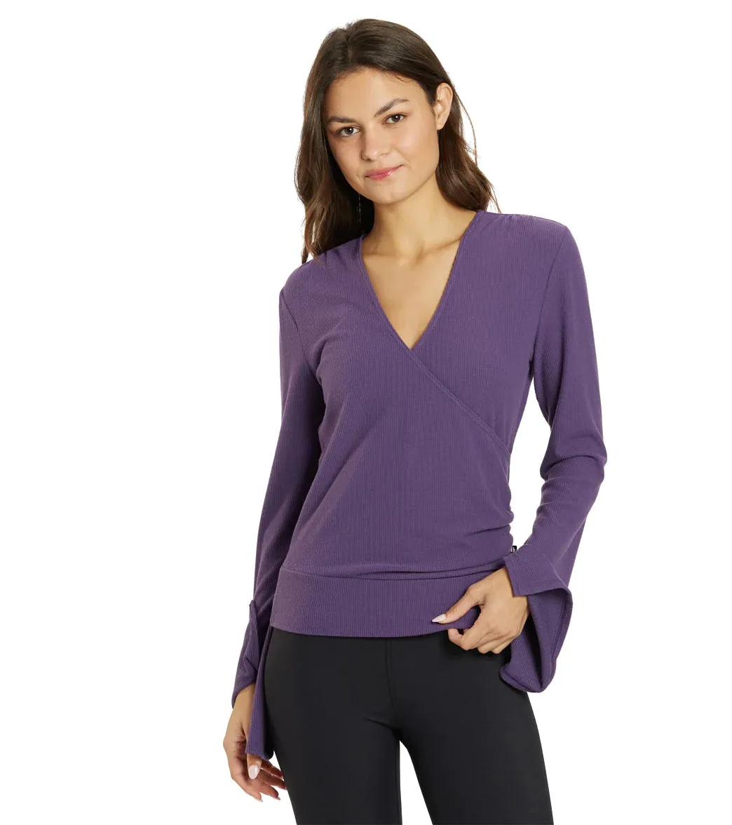 Thrive Société Women's Pleated Wrap Pullover - Loganberry Purple