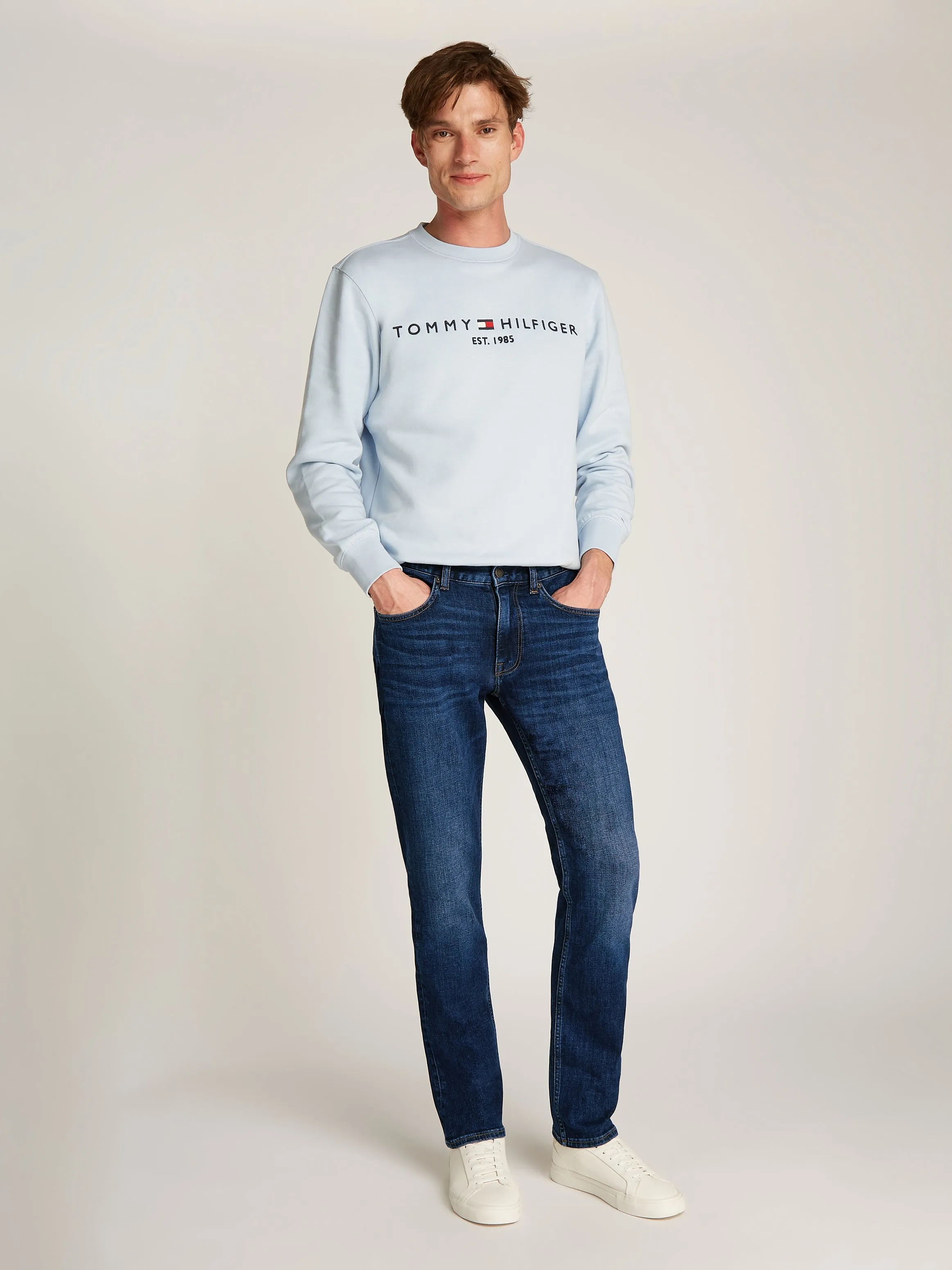 Tommy Hilfiger Denton Whiskered Straight Leg Jeans - Blue
