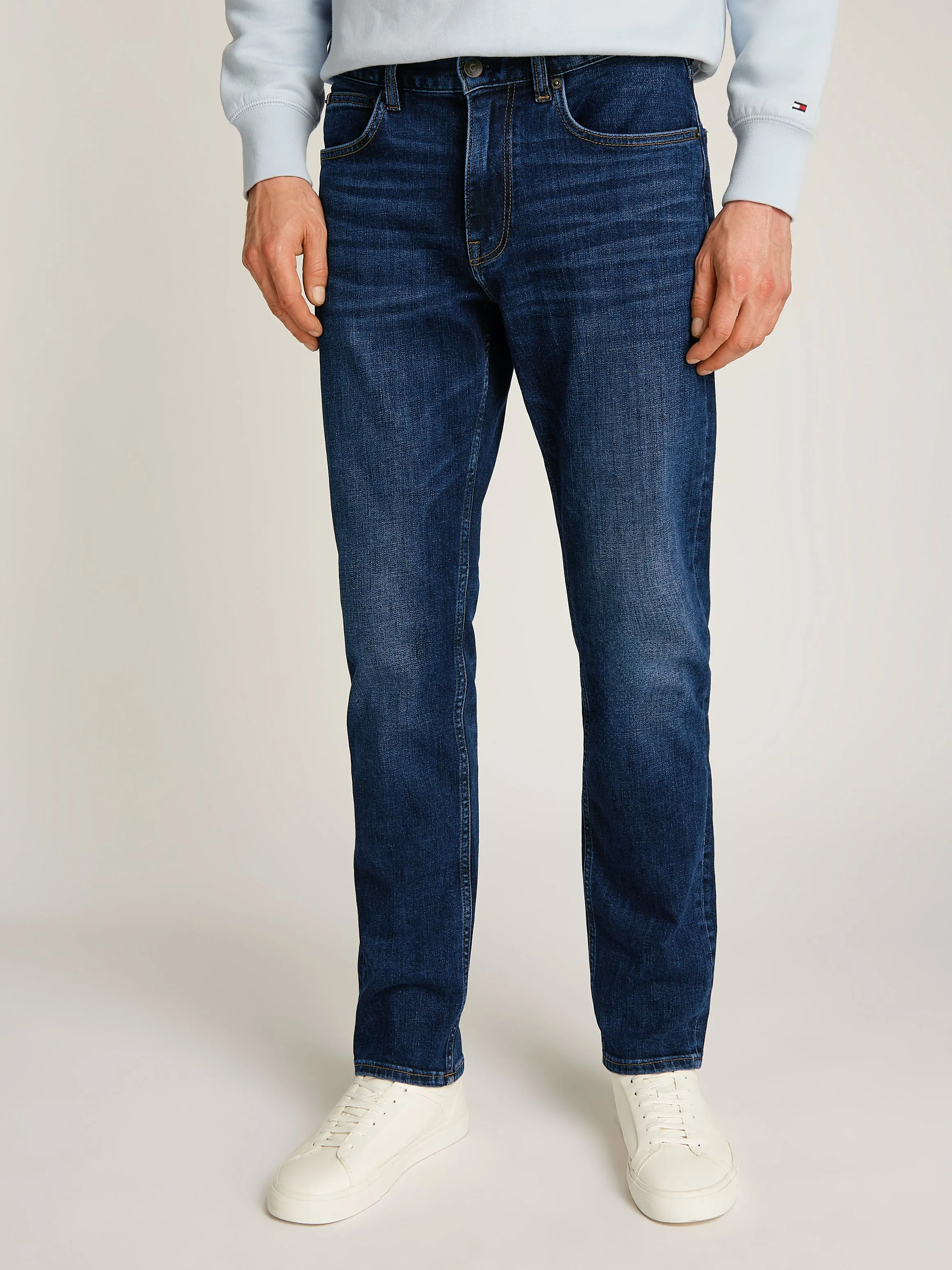 Tommy Hilfiger Denton Whiskered Straight Leg Jeans - Blue