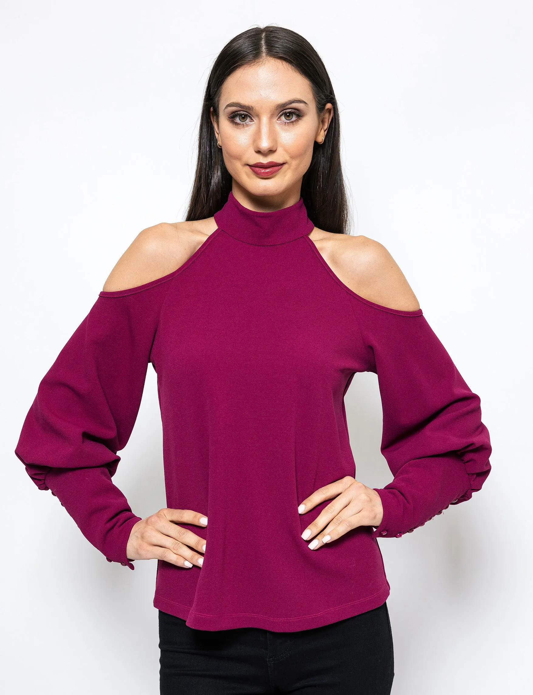 Trendy Twist Cold Shoulder Brooklyn Blouse