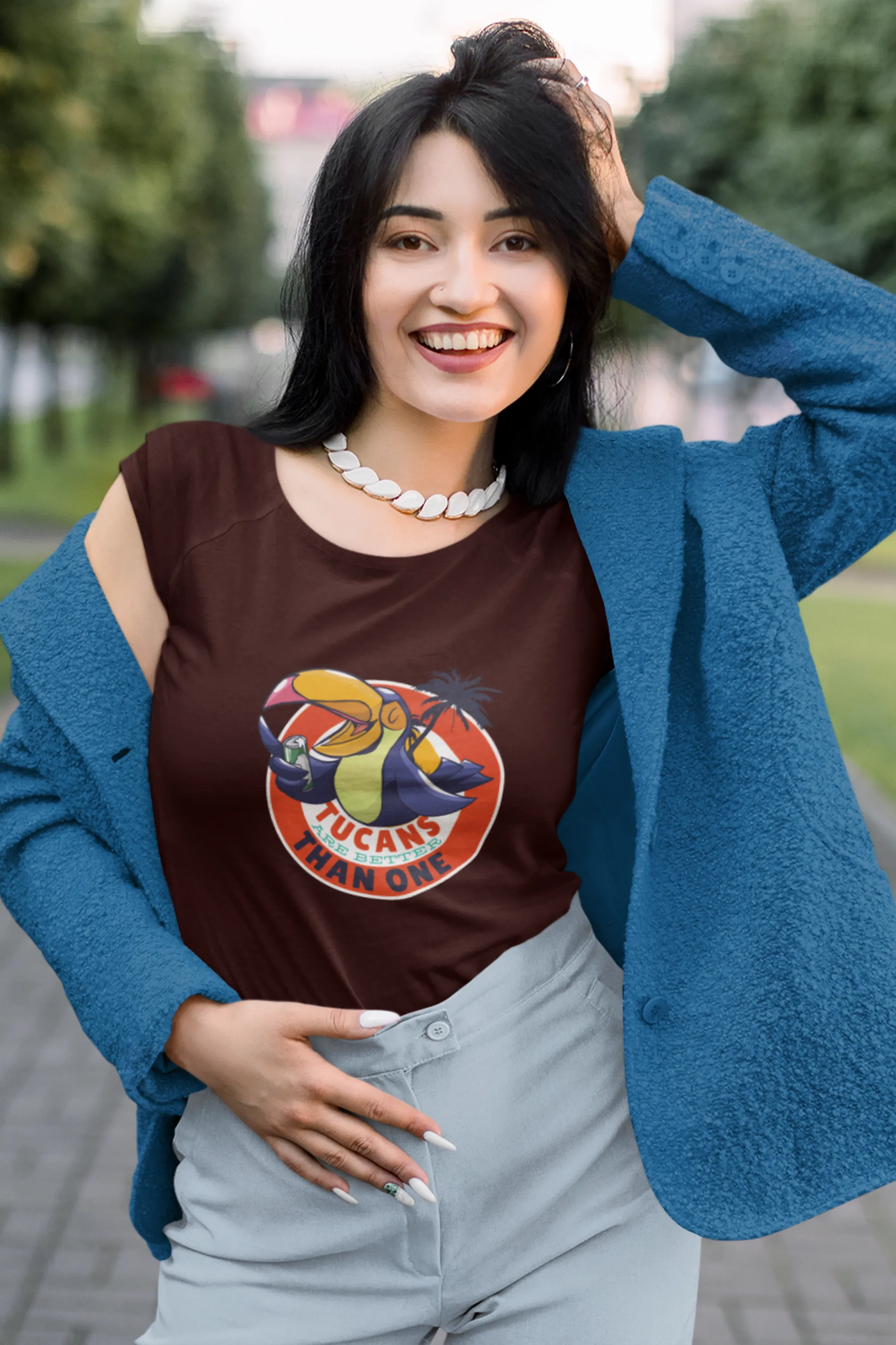 Tucans Are Better Tha One Printed Scoop Neck T-shirt for women