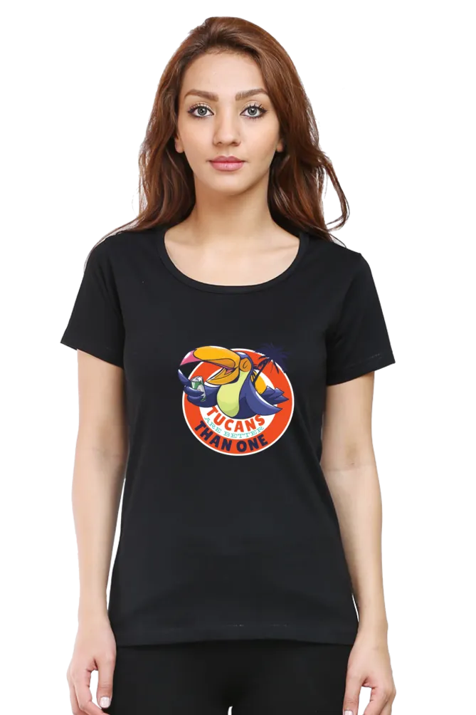 Tucans Are Better Tha One Printed Scoop Neck T-shirt for women