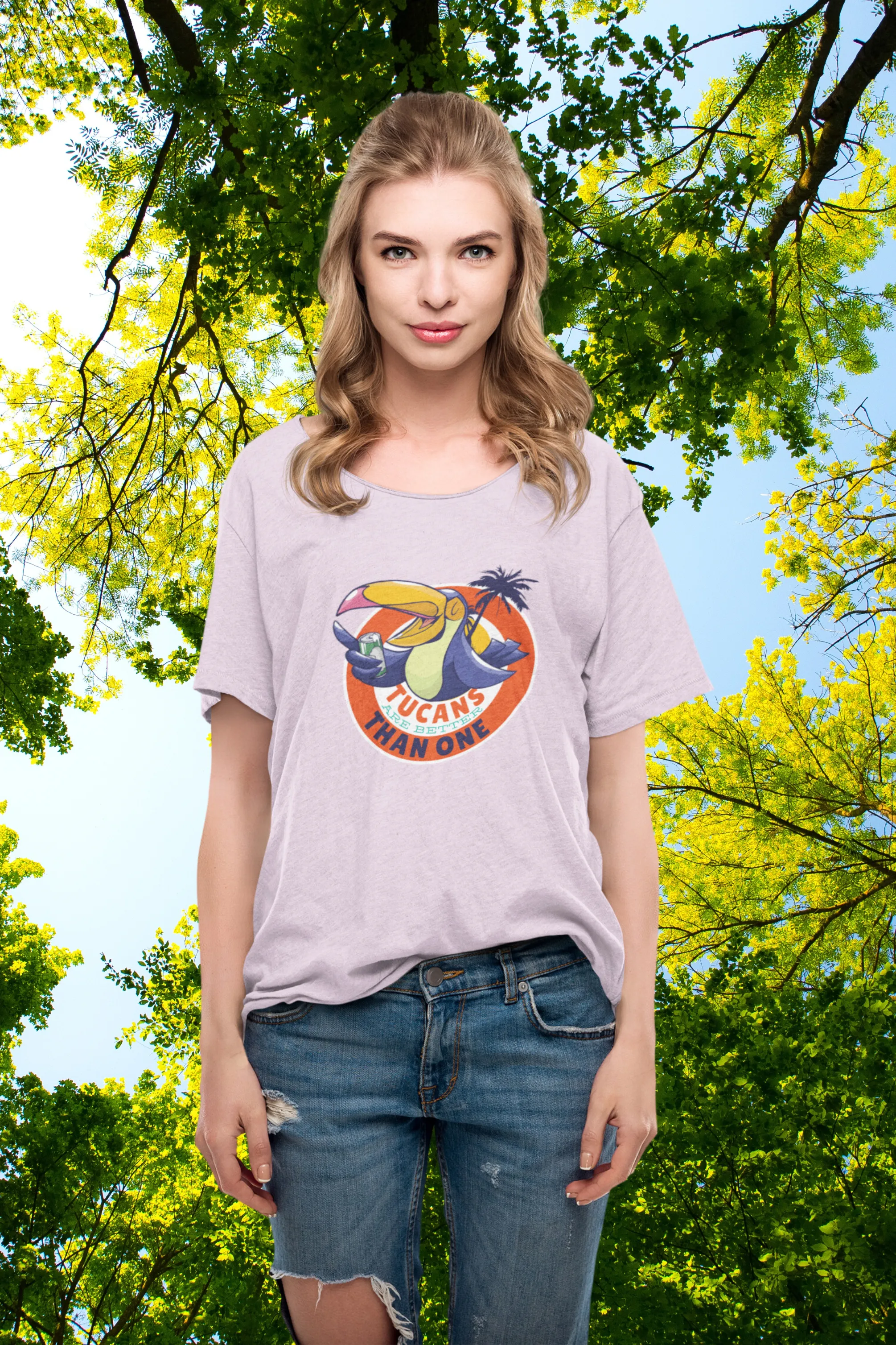 Tucans Are Better Tha One Printed Scoop Neck T-shirt for women