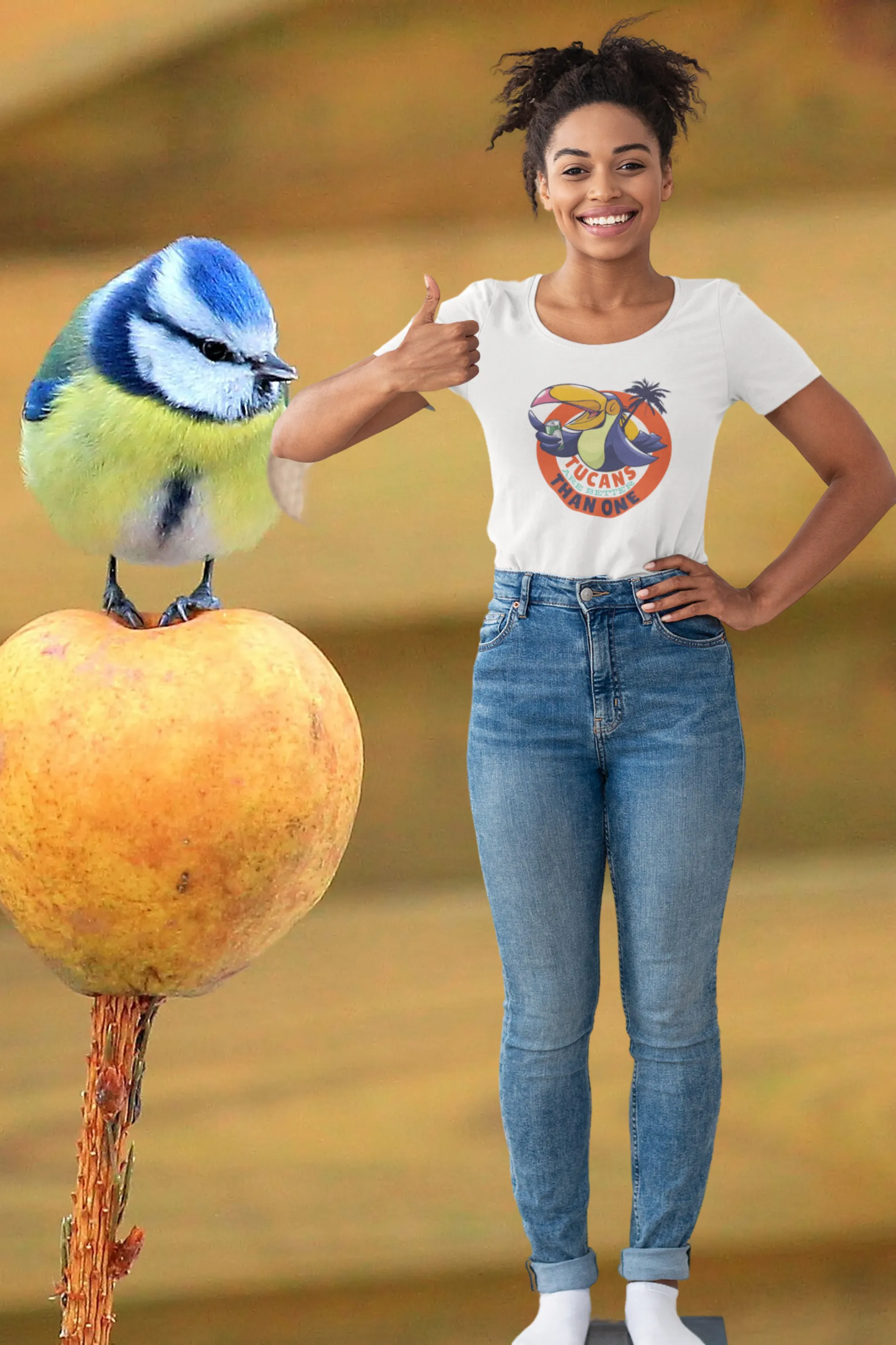 Tucans Are Better Tha One Printed Scoop Neck T-shirt for women