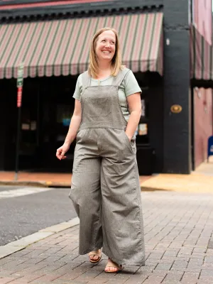 Wide Leg Cotton Romper - Grey