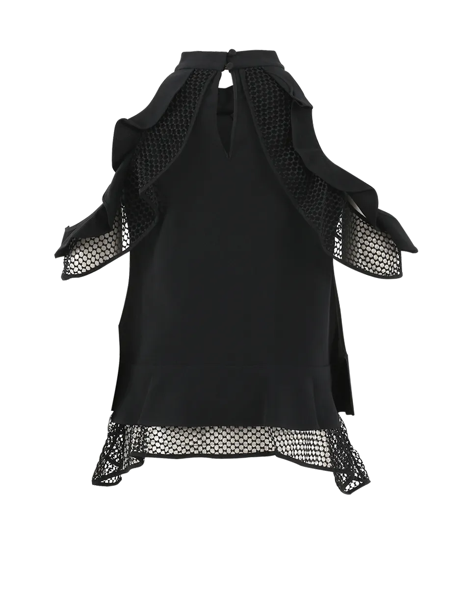 Windowpane Cold Shoulder Top
