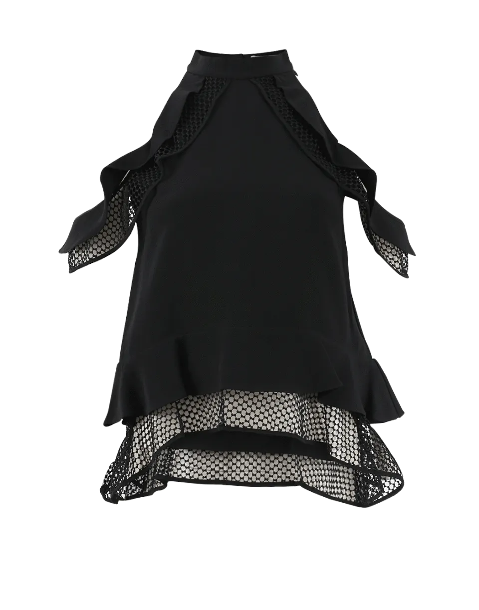 Windowpane Cold Shoulder Top
