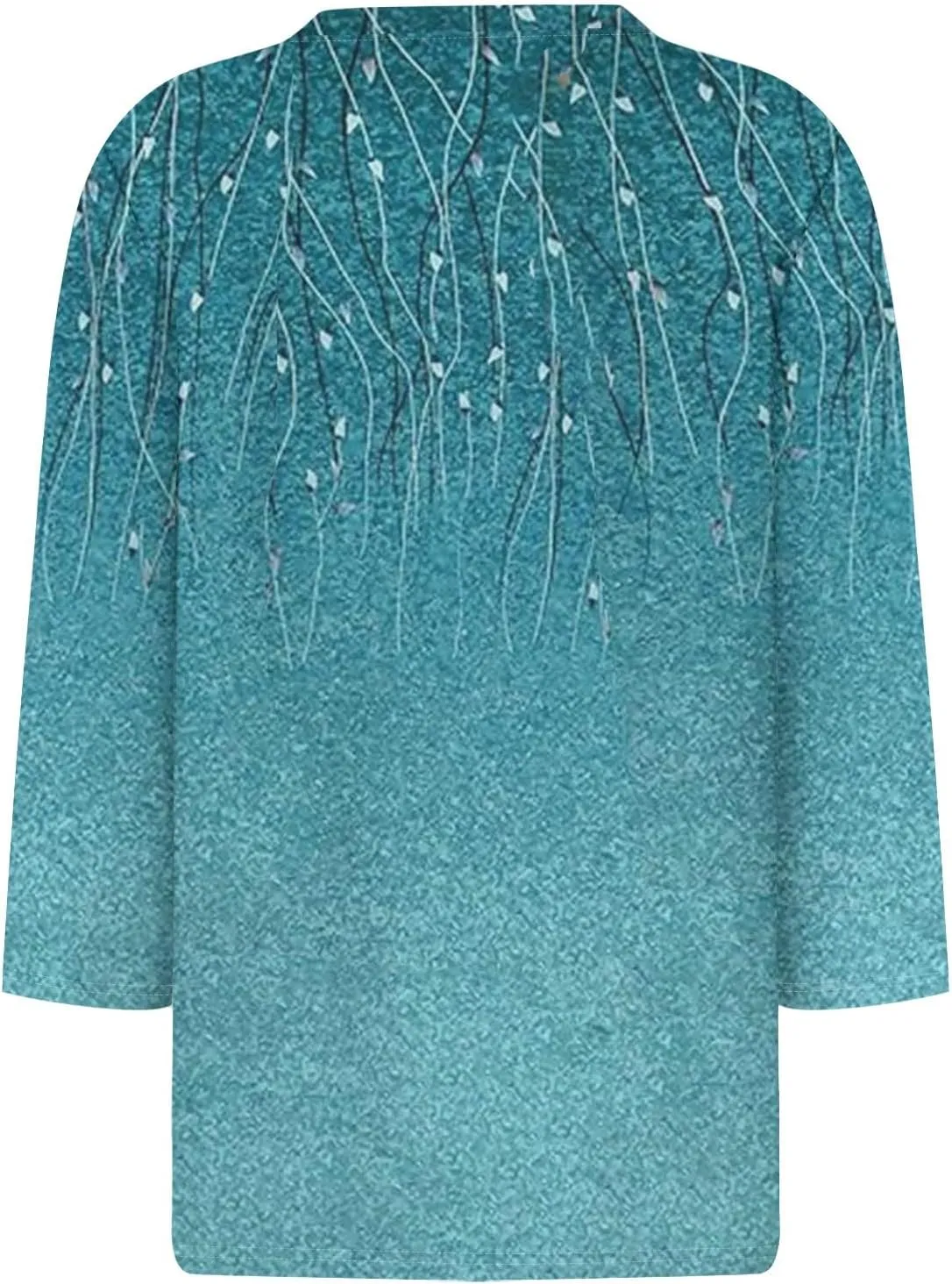Womens 3/4 Length Sleeve Tops Casual Crewneck Pleated T-Shirts Loose Fit Fashion Tunic Tops
