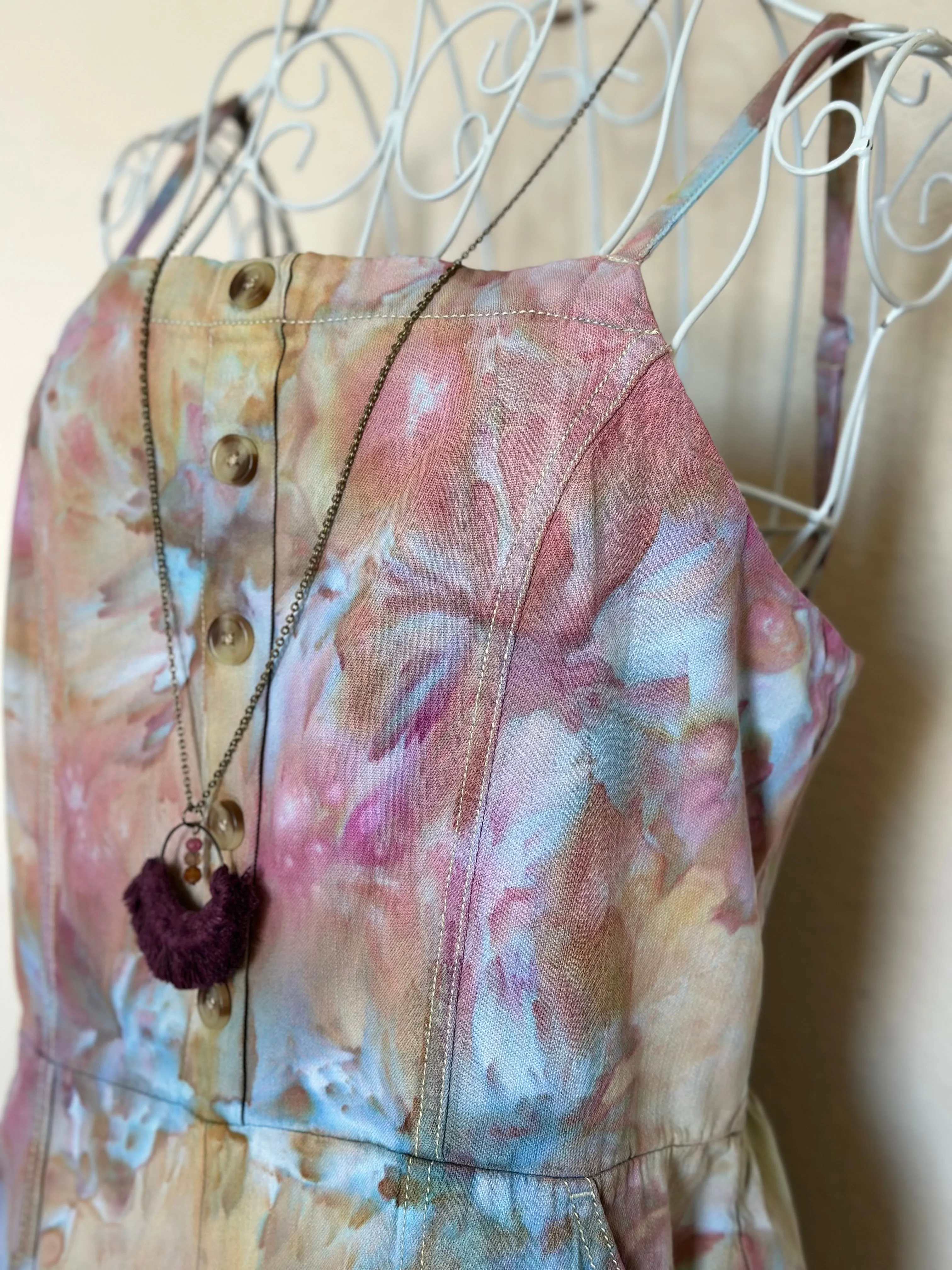 Women’s Medium (fits more like a small in the top) Upcycled Chambray Jumpsuit in ‘Bird Song’