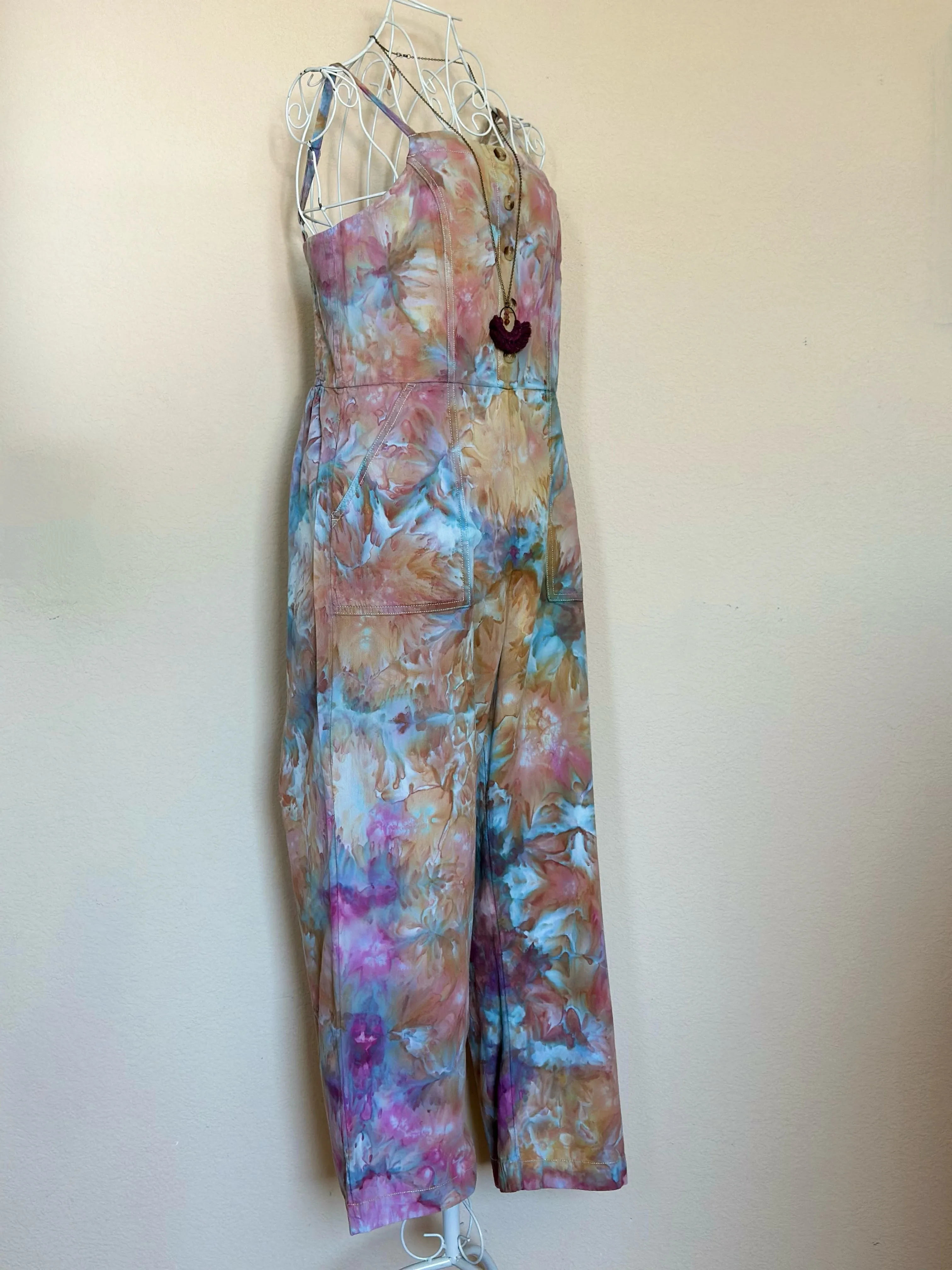 Women’s Medium (fits more like a small in the top) Upcycled Chambray Jumpsuit in ‘Bird Song’